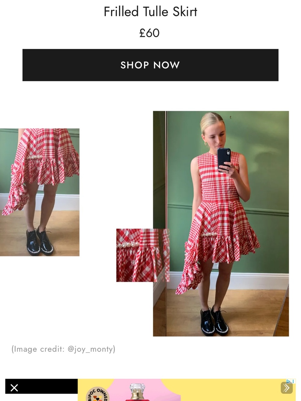 H&M X Simone Rocha Red Plaid Ruffle Dress - Picture 7 of 7